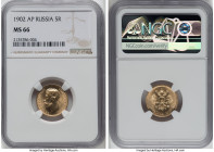 Nicholas II gold 5 Roubles 1902-AP MS66 NGC, St. Petersburg mint, KM-Y62, Fr-180. HID09801242017 © 2023 Heritage Auctions | All Rights Reserved