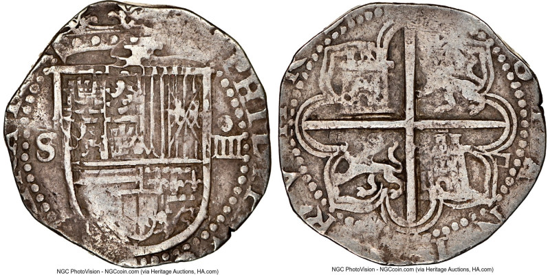 Philip II Cob 4 Reales ND (1556-1598) S-D VF35 NGC, Seville mint. 13.55gm. HID09...