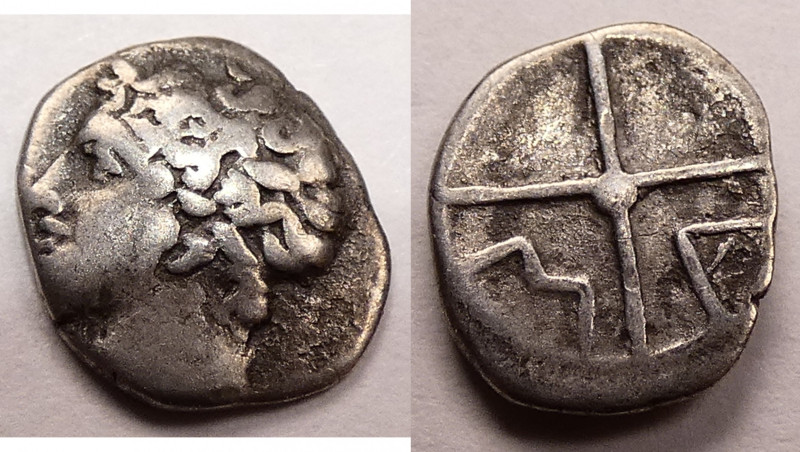 Gaul, Massalia
AR Obol Circa 425-150 BC., 8 mm, .54 g.