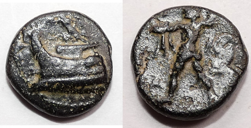 Macedon, Kings of
Demetrios I Poliorketes, 306-283 BC., Æ 1/2 Unit, 12 mm, 1.85...