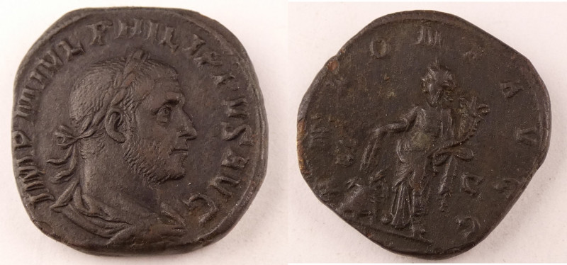 Philip I
Æ Sestertius AD 244-245, 30 mm, 18.15 g. old collector's tag