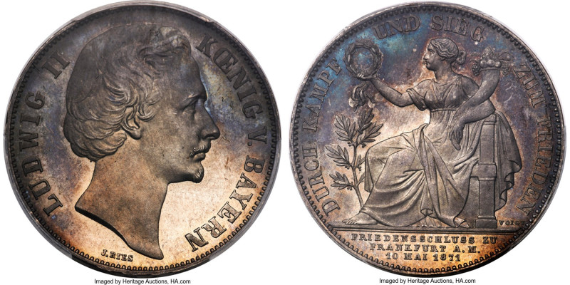 Bavaria. Ludwig II Proof "Victory" Taler 1871 PR65 PCGS, Munich mint, KM889, Dav...