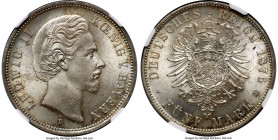 Bavaria. Ludwig II 5 Mark 1876-D MS65 NGC, Munich mint, KM896, J-42. A wondrous and early 5 Mark of Bavarian origin that we seldom encounter anywhere ...