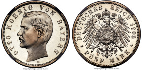 Bavaria. Otto Proof 5 Mark 1903-D PR64 S Cameo NGC, Munich mint, KM915, J-46. The first example of this type in a Proof finish that we have handled, t...