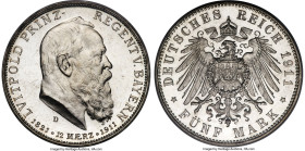 Bavaria. Otto Proof "90th Birthday" 5 Mark 1911-D PR66 Cameo PCGS, Munich mint, KM999, J-50. Struck in celebration of the Prince Regent Luitpold's 90t...