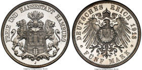 Hamburg. Free City Proof 5 Mark 1913-J PR65 Deep Cameo PCGS, Hamburg mint, KM610, J-65. Final year of issue of this popular and surprisingly difficult...