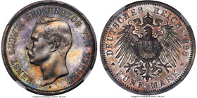 Hesse-Darmstadt. Ernst Ludwig Proof 5 Mark 1898-A PR66 NGC, Berlin mint, KM369, J-73. Mintage: 240. Decorated with a premium cabinet patina and dresse...