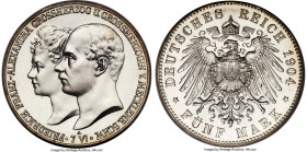 Mecklenburg-Schwerin. Friedrich Franz IV Proof 5 Mark 1904-A PR67 PCGS, Berlin mint, KM334, J-87. Proof Mintage: 2,500. Commemorating the wedding of F...