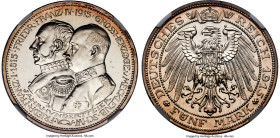 Mecklenburg-Schwerin. Friedrich Franz IV Proof 5 Mark 1915-A PR65 NGC, Berlin mint, KM341, J-89. Commemorating the 100th anniversary of the founding o...