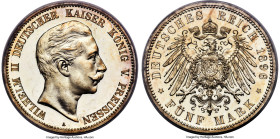 Prussia. Wilhelm II Proof 5 Mark 1896-A PR66 Deep Cameo PCGS, Berlin mint, KM523, Dav-789, J-104. This majestic and immaculate offering is a stunning ...