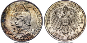 Prussia. Wilhelm II 5 Mark 1901-A MS66 PCGS, Berlin mint, KM526, J-106. Commemorating the 200th anniversary of the Kingdom of Prussia. A brooding, sup...