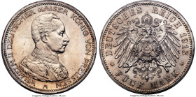 Prussia. Wilhelm II 5 Mark 1913-A MS66 PCGS, Berlin mint, KM536, Dav-791, J-114. A rather ubiquitous issue in impressively uncommon condition elevated...