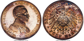 Prussia. Wilhelm II Proof 5 Mark 1913-A PR65 Cameo NGC, Berlin mint, KM536, J-114. Always a desirable type, this toned example nearly reaches the summ...