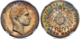 Saxe-Coburg-Gotha. Karl Eduard Proof 5 Mark 1907-A PR67 Cameo NGC, Berlin mint, KM174, Dav-829, J-148. A breathtakingly pure example of this scarce Pr...