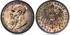 Saxe-Meiningen. Georg II 5 Mark 1908-D MS65 PCGS, Munich mint, KM201, J-153b. Shorter beard variety. A popular issue, conditionally very scarce partic...