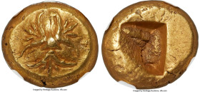 IONIA. Erythrae (?). Ca. 600-550 BC. EL hemistater (14mm, 7.10 gm). NGC Choice XF S 5/5 - 4/5, light marks. Floral design of three radially arranged l...