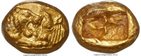 LYDIAN KINGDOM. Croesus (561-546 BC). AV third-stater or trite (10mm, 2.70 gm). NGC Choice MS 5/5 - 5/5. Croeseid "light" standard, Sardes, ca. 550-54...