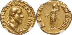 Galba (AD 68-69). AV aureus (18mm, 7.10 gm, 5h). NGC VF 5/5 - 2/5, ex-jewelry. Rome, July AD 68-January AD 69. IMP SER GALBA CAESAR AVG, laureate bust...