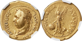 Vitellius (16 April-22 December AD 69). AV aureus (20mm, 7.36 gm, 7h). NGC Choice Fine 5/5 - 2/5, Fine Style, marks. Spanish mint (Tarraco?), ca. Janu...