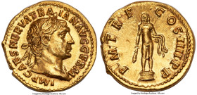 Trajan (AD 98-117). AV aureus (20mm, 7.27 gm, 7h). NGC MS 5/5 - 4/5, brushed. Rome, AD 101-102. IMP CAES NERVA TRA-IAN AVG GERM, laureate bust of Traj...