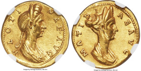 Plotina (ca. AD 105-122). AV aureus (19mm, 7.25 gm, 7h). NGC Choice XF 5/5 - 2/5, Fine Style. Rome, AD 117-118. PLOTI-NAE•AVG, draped bust of Plotina ...