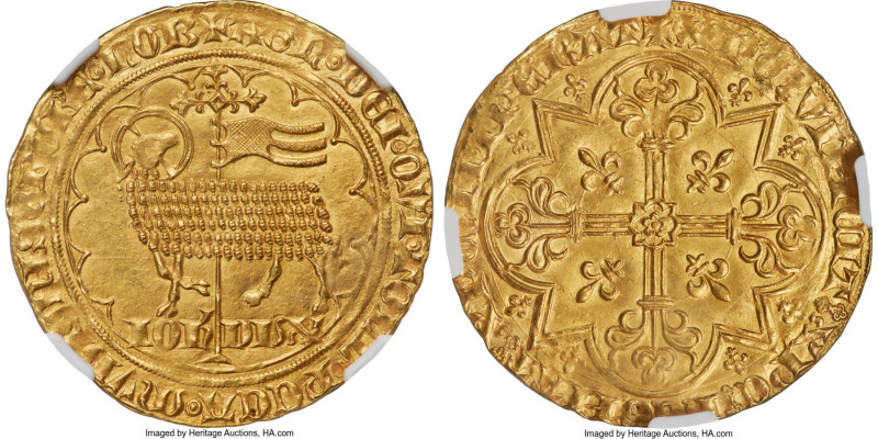 Brabant. Joan and Wenceslas gold 2 Mouton d'Or (1355-1383) MS63+ NGC, Vilvorde m...