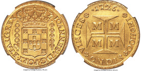 João V gold 20000 Reis (Dobrão) 1726-M MS63 NGC, Minas Gerais mint, KM117, LMB-250. The popular Dobrão, a short-lived denomination that broke from the...