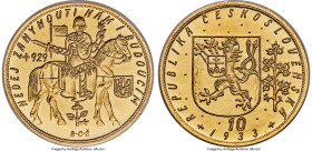 Republic gold 10 Dukatu 1933 MS64 PCGS, Kremnitz mint, KM14, Fr-4. Mintage: 1,780. A classic 20th century European gold rarity boasting a folksy but e...