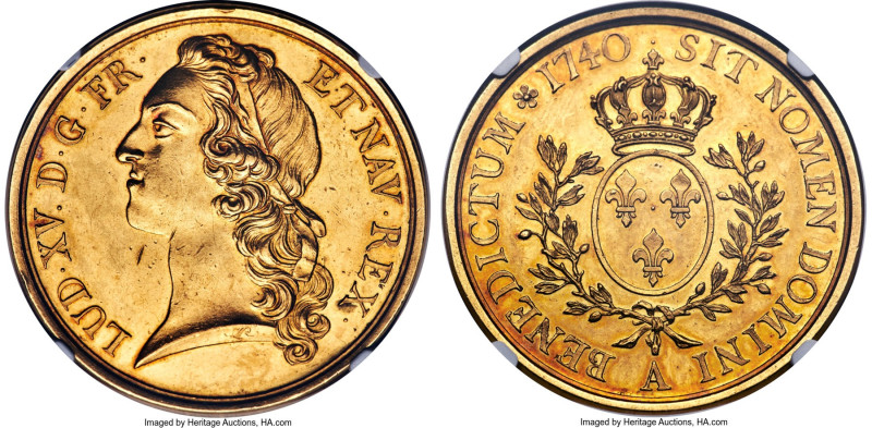 Louis XV gold Proof Pattern Ecu au bandeau 1740-A PR60 NGC, Paris mint, KM-Pn15,...