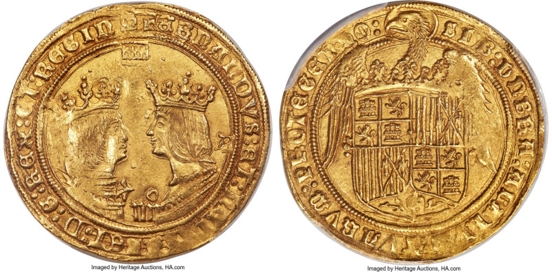 Ferdinand & Isabella (1474-1504) gold 4 Excelentes ND (from 1497) (Aqueduct)-A M...