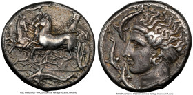 SICILY. Syracuse. Dionysius I (405-367 BC). AR tetradrachm (24mm, 17.31 gm, 1h). NGC Choice VF 4/5 - 4/5, Fine Style. Unsigned dies in the style of Eu...