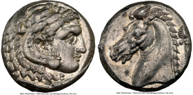 SICULO-PUNIC. Sicily. Ca. 300-289 BC. AR tetradrachm (23mm, 17.42 gm, 8h). NGC MS 3/5 - 4/5. Head of young Heracles right, wearing lion skin headdress...