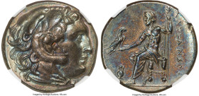 MACEDONIAN KINGDOM. Alexander III the Great (336-323 BC). AR tetradrachm (28mm, 17.04 gm, 12h). NGC AU 5/5 - 5/5. Posthumous issue of uncertain mint i...