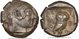 ATTICA. Athens. Ca. 510/500-480 BC. AR tetradrachm (22mm, 17.08 gm, 5h). NGC Choice XF S 4/5 - 4/5. Head of Athena right, hair in straight braids alon...