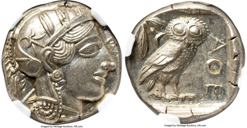 ATTICA. Athens. Ca. 440-404 BC. AR tetradrachm (24mm, 17.23 gm, 7h). NGC MS 5/5 ...