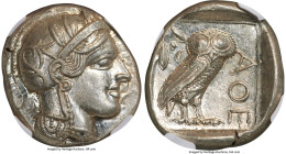 ATTICA. Athens. Ca. 440-404 BC. AR tetradrachm (25mm, 17.20 gm, 1h). NGC MS 5/5 - 5/5. Mid-mass coinage issue. Head of Athena right, wearing earring, ...