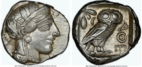 ATTICA. Athens. Ca. 440-404 BC. AR tetradrachm (24mm, 17.21 gm, 7h). NGC MS 5/5 - 5/5. Mid-mass coinage issue. Head of Athena right, wearing earring, ...