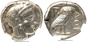 ATTICA. Athens. Ca. 440-404 BC. AR tetradrachm (24mm, 17.21 gm, 7h). NGC MS 5/5 - 4/5. Mid-mass coinage issue. Head of Athena right, wearing earring, ...