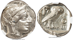 ATTICA. Athens. Ca. 440-404 BC. AR tetradrachm (25mm, 17.20 gm, 7h). NGC MS 5/5 - 4/5. Mid-mass coinage issue. Head of Athena right, wearing earring, ...