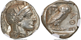 ATTICA. Athens. Ca. 440-404 BC. AR tetradrachm (25mm, 17.19 gm, 7h). NGC MS 5/5 - 4/5. Mid-mass coinage issue. Head of Athena right, wearing earring, ...