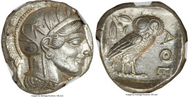 ATTICA. Athens. Ca. 440-404 BC. AR tetradrachm (24mm, 17.24 gm, 7h). NGC MS 5/5 - 4/5. Mid-mass coinage issue. Head of Athena right, wearing earring, ...