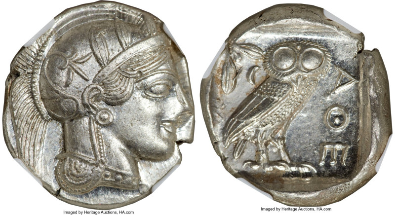 ATTICA. Athens. Ca. 440-404 BC. AR tetradrachm (26mm, 17.21 gm, 7h). NGC MS 5/5 ...