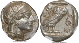 ATTICA. Athens. Ca. 440-404 BC. AR tetradrachm (24mm, 17.21 gm, 7h). NGC MS 5/5 - 4/5. Mid-mass coinage issue. Head of Athena right, wearing earring, ...