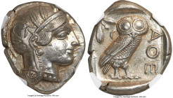 ATTICA. Athens. Ca. 440-404 BC. AR tetradrachm (25mm, 17.22 gm, 6h). NGC MS 5/5 - 4/5. Mid-mass coinage issue. Head of Athena right, wearing earring, ...