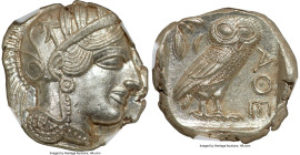 ATTICA. Athens. Ca. 440-404 BC. AR tetradrachm (25mm, 17.21 gm, 4h). NGC MS 5/5 - 4/5. Mid-mass coinage issue. Head of Athena right, wearing earring, ...