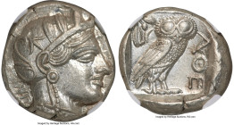 ATTICA. Athens. Ca. 440-404 BC. AR tetradrachm (24mm, 17.25 gm, 9h). NGC MS 5/5 - 4/5. Mid-mass coinage issue. Head of Athena right, wearing earring, ...