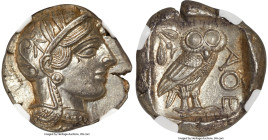 ATTICA. Athens. Ca. 440-404 BC. AR tetradrachm (25mm, 17.21 gm, 9h). NGC MS 5/5 - 4/5. Mid-mass coinage issue. Head of Athena right, wearing earring, ...