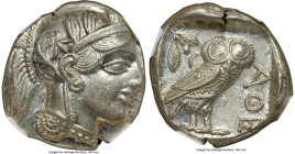 ATTICA. Athens. Ca. 440-404 BC. AR tetradrachm (25mm, 17.20 gm, 1h). NGC MS 4/5 - 5/5. Mid-mass coinage issue. Head of Athena right, wearing earring, ...