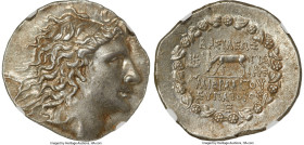 PONTIC KINGDOM. Mithradates VI Eupator the Great (120-63 BC). AR tetradrachm (34mm, 16.73 gm, 12h). NGC AU 4/5 - 4/5, flan flaw. Dated Seleucid Era Ye...