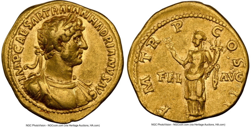 Hadrian (AD 117-138). AV aureus (19mm, 7.12 gm, 6h). NGC Choice VF 5/5 - 4/5, Fi...